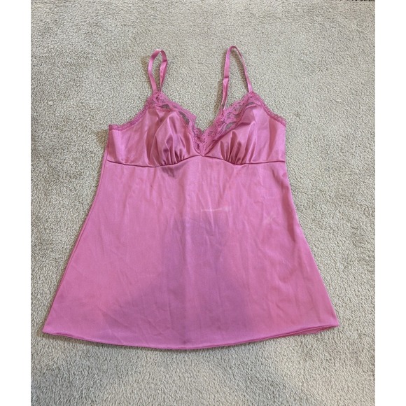 Vanity Fair Vintage Lace Trim Cami Top Women's Size 32 Purple Nylon Y2K Babydoll - Picture 11 of 12